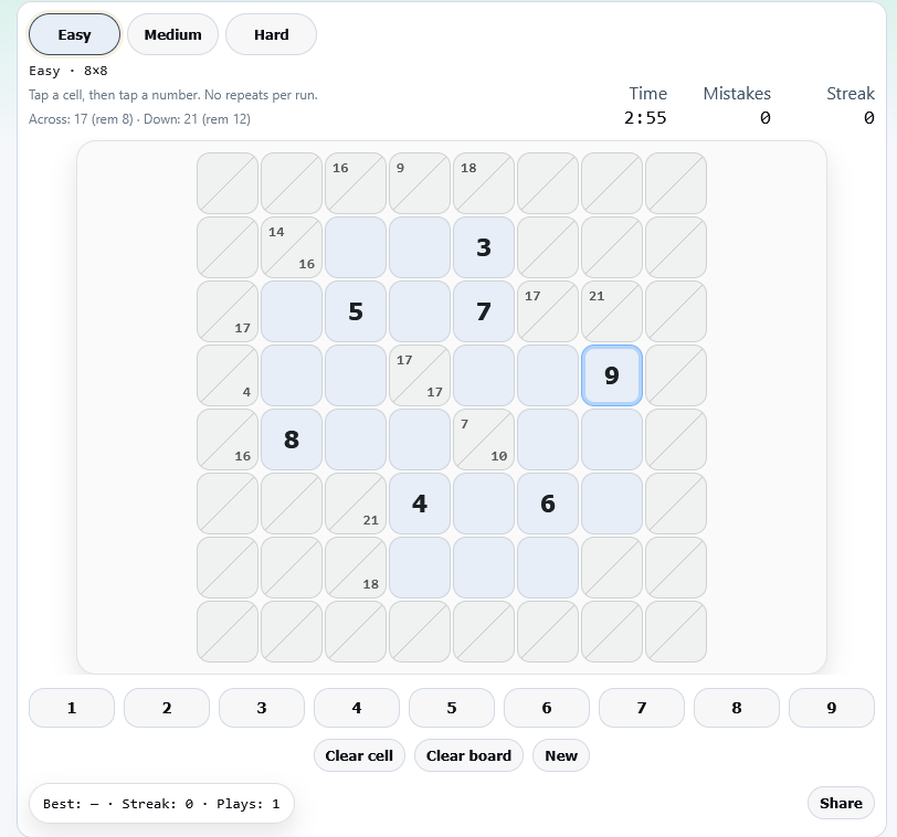 KakuroGlyph screenshot